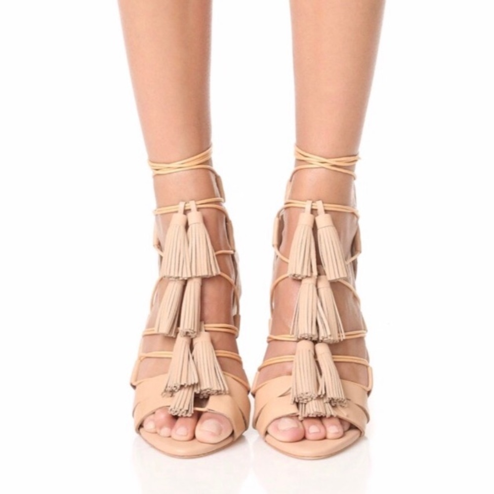 Loeffler Randall Nude Lace Up Luz Sandals Size 7 - Picture 3 of 9
